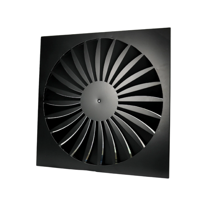 Whisper wervelrooster voor inleg systeemplafond - 595 x 595mm - Ø530mm - luchtafvoer en toevoer - sta