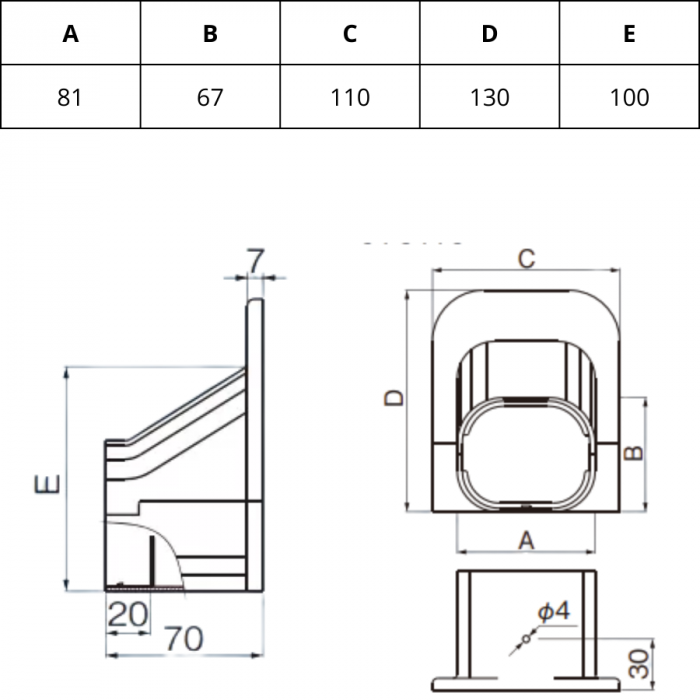 Airco wand-plafond eindstuk - Antraciet