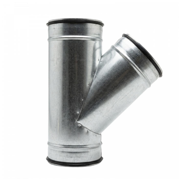 T-stuk 45º met afdichtingsrubber Ø 125mm - Ø 125mm - Ø 125mm