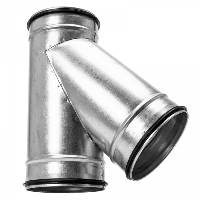 T-stuk 45º met afdichtingsrubber Ø 125mm - Ø 125mm - Ø 125mm