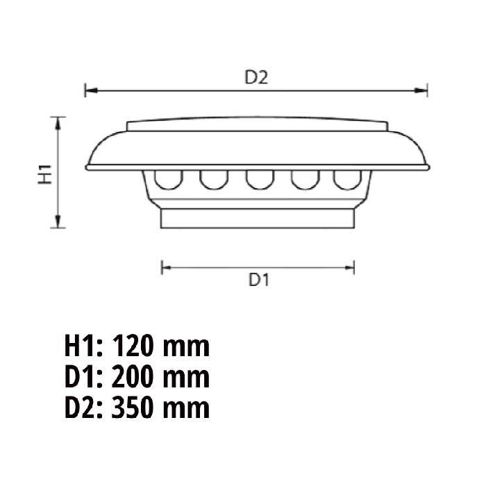 Aluminium kap 200mm