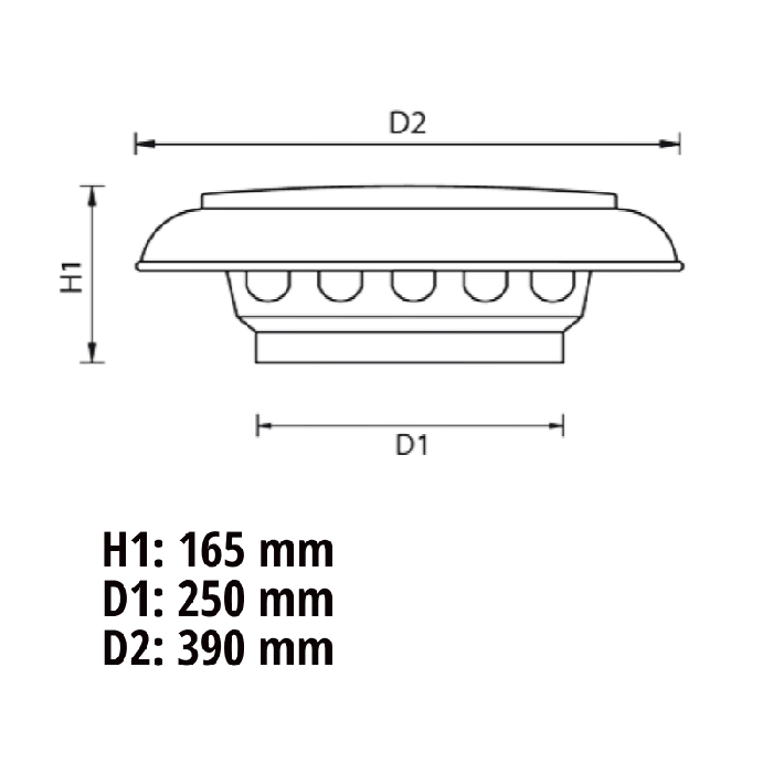 Aluminium kap 250mm