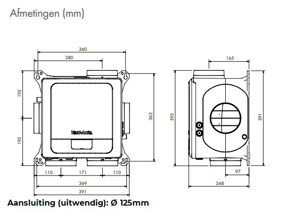 Vent-Axia Multihome woonhuisventilator - Advance AEP - 368 m3/h - Eurostekker (8000001175)