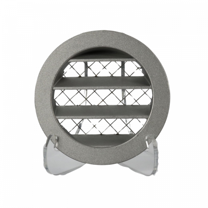 Rond buitenluchtrooster aluminium Ø 80mm met grofmazig gaas - hoge doorlaat Rond buitenluchtrooster aluminium Ø 80mm met grofmazig gaas - hoge doorlaat