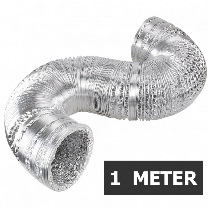Flexibele ventilatieslang ongeïsoleerd - aluminium - Ø 100mm - lengte 1 meter