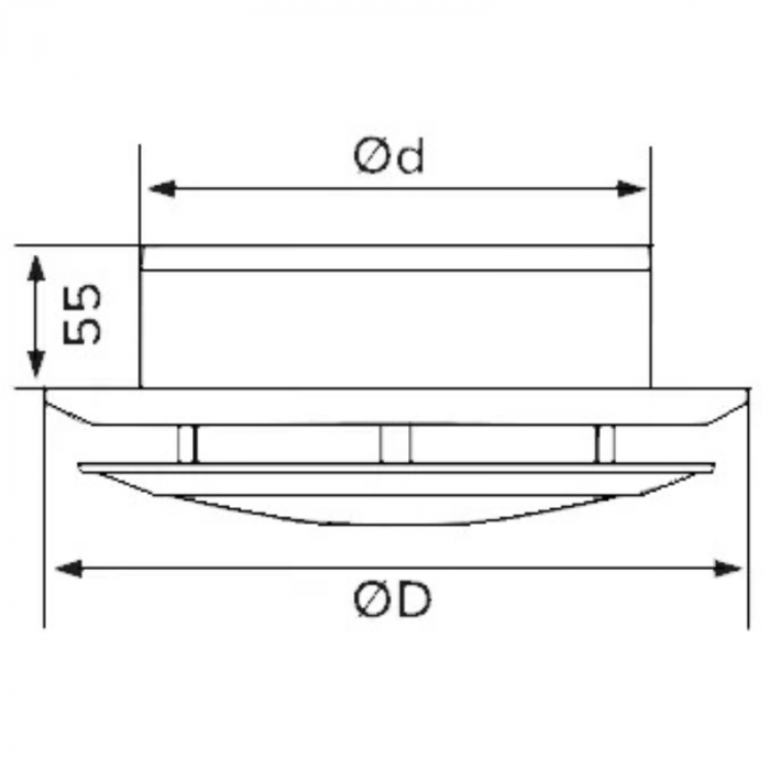 Verstelbaar kunststof ventilatierooster met flens Ø100mm - wit - AFVOER