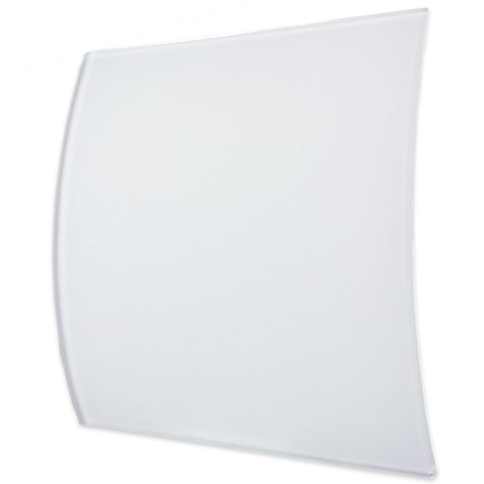Design ventilatierooster vierkant (lucht afvoer & toevoer) Ø100mm - gebogen GLAS - mat wit