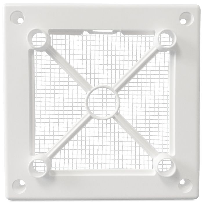 Design ventilatierooster vierkant (afvoer & toevoer) Ø125mm - vlak GLAS - mat wit