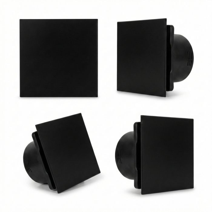 Whisper Pro-Design badkamerventilator - Ø100mm - aan/uit - vlak kunststof - mat zwart - zwarte ventilator Whisper Pro-Design badkamerventilator - Ø100mm - aan/uit - vlak kunststof - mat zwart - zwarte ventilator