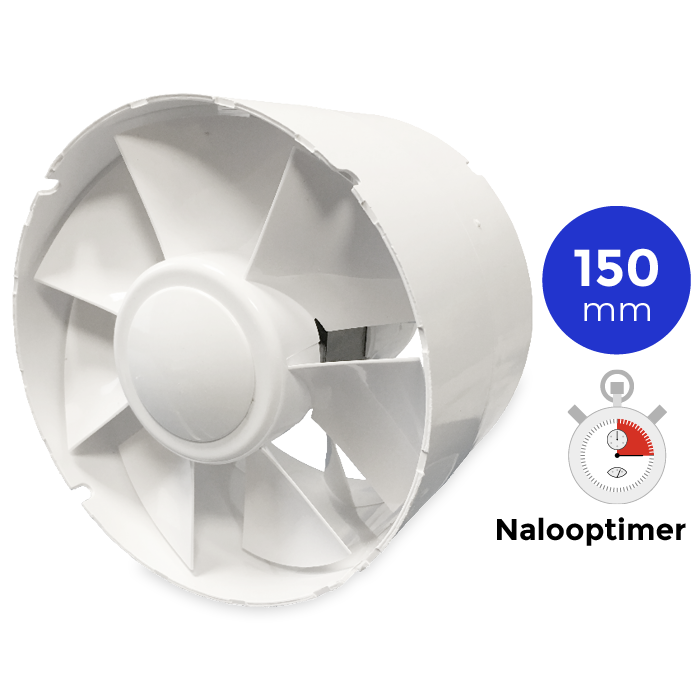 Blauberg TUBO150-T Inschuif-buisventilator - 295 m3/h - voor IN kanaal 150mm -  MET TIMER