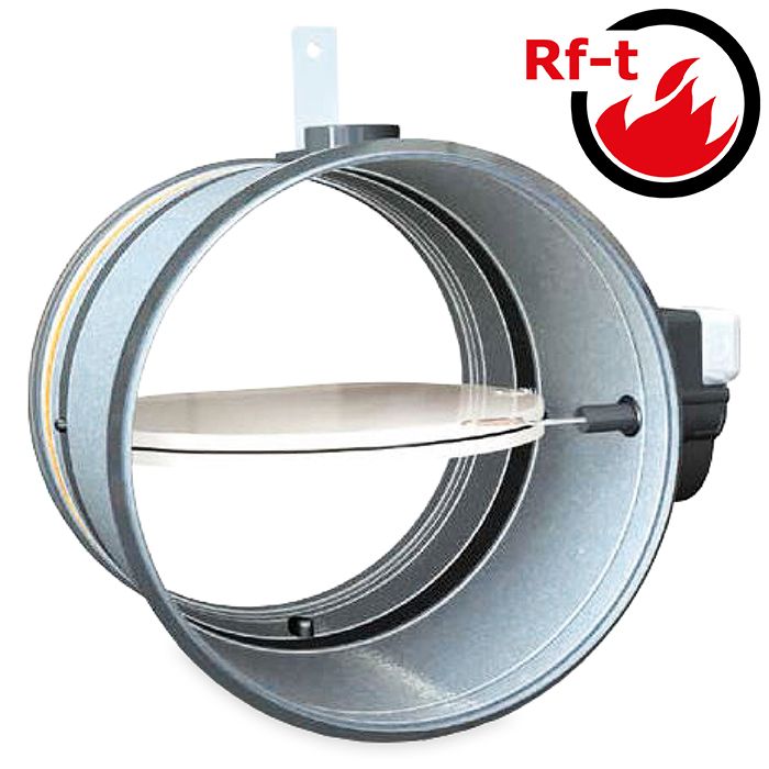 Brandklep Ø 150mm, handbediening met smeltlood bij 72°C + veer