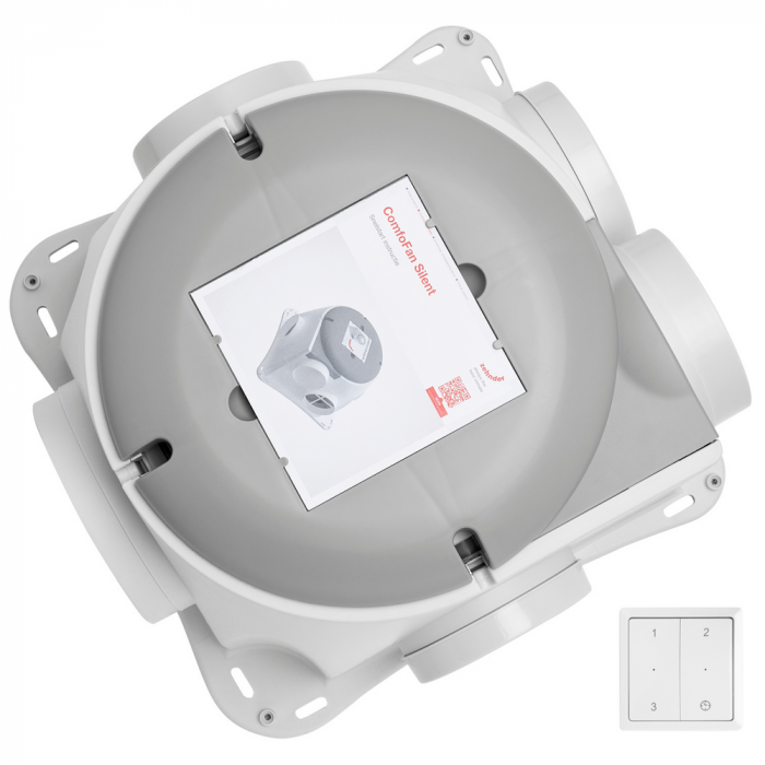 Zehnder Comfofan Silent 460 m3/h met vochtsensor - Set incl. RFZ zender & 4 luchtventielen (Randaarde)