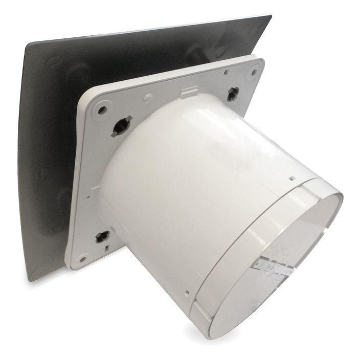 Pro-Design badkamer/toilet ventilator - MET TIMER (KW100T) - Ø100mm - kunststof - zilver