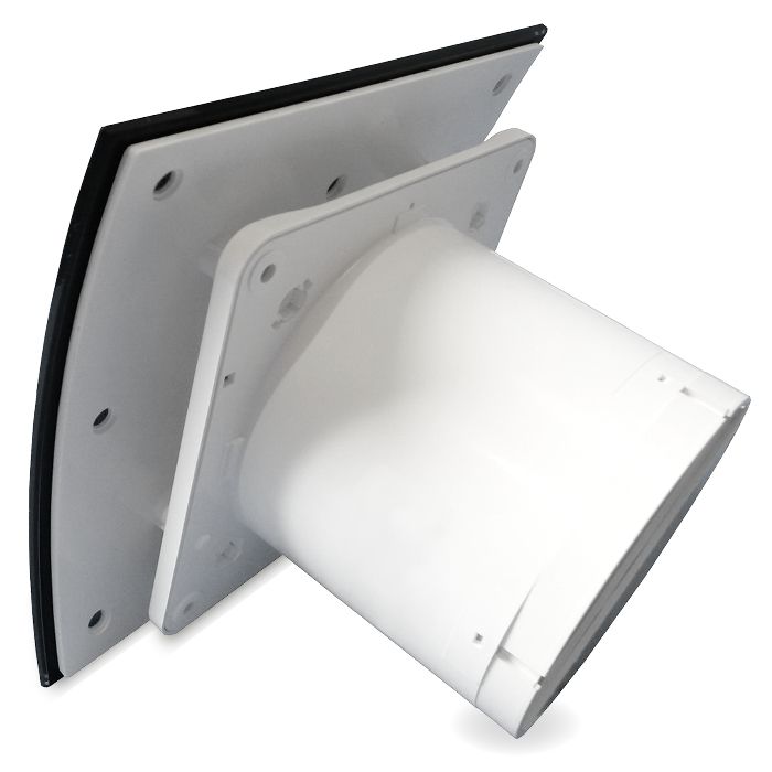 Pro-Design badkamer/toilet ventilator - MET TIMER (KW100T) - Ø100mm - gebogen GLAS - glans zwart