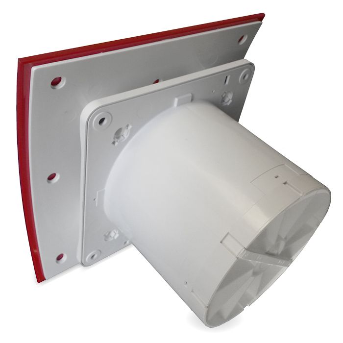 Pro-Design badkamer/toilet ventilator - MET TIMER (KW100T) - Ø100mm - gebogen GLAS - mat rood