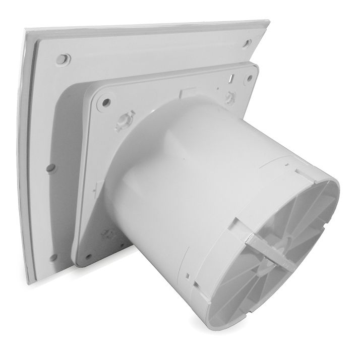 Pro-Design badkamer/toilet ventilator - MET TIMER (KW100T) - Ø100mm - gebogen GLAS - mat wit