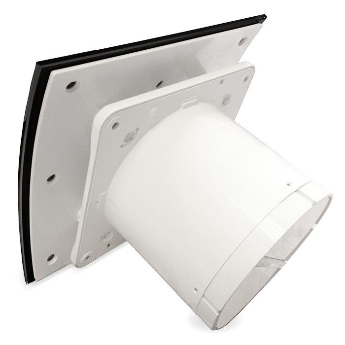 Pro-Design badkamer/toilet ventilator - MET TIMER (KW100T) - Ø100mm - gebogen GLAS - mat zwart