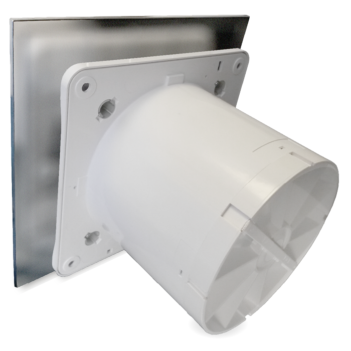 Pro-Design badkamer/toilet ventilator - TREKKOORD (KW100W) - Ø 100mm - RVS vlak