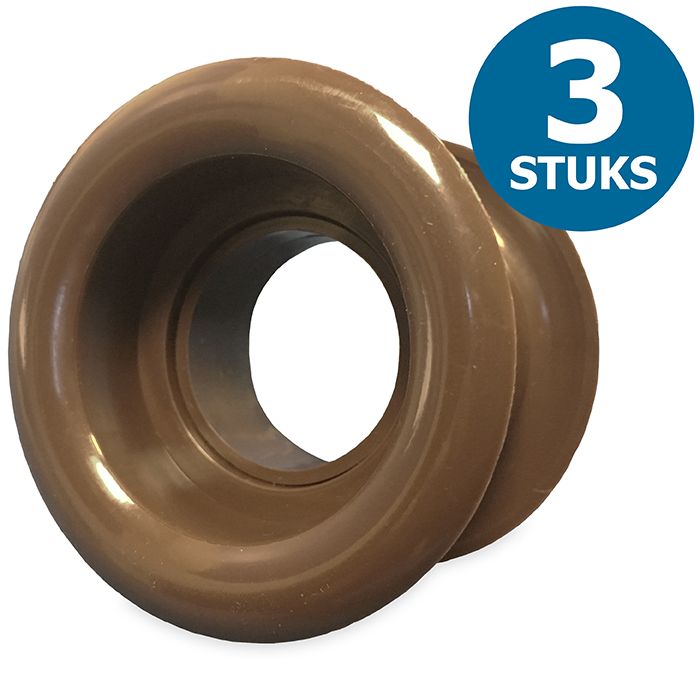 Ronde deurroosters Ø40mm - kunststof bruin - set van 3 stuks