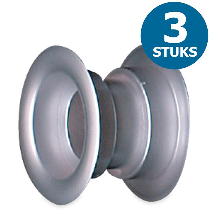 Ronde deurroosters Ø40mm - kunststof metallic grijs- set van 3 stuks