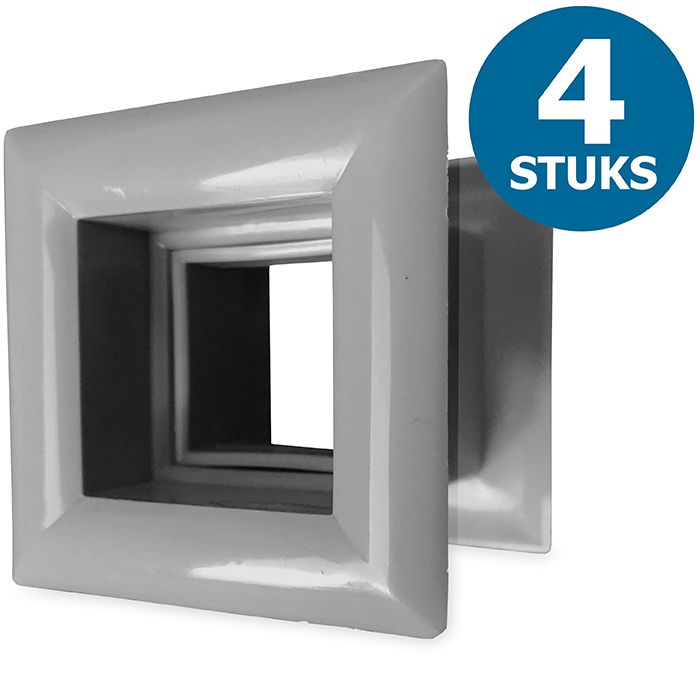 Vierkante deurroosters 29 x 29mm - kunststof grijs - set van 4 stuks