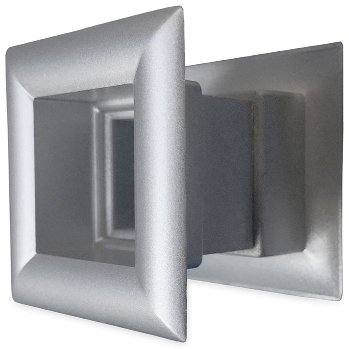 Vierkant deurrooster 29 x 29mm - kunststof metallic grijs Vierkant deurrooster 29 x 29mm - kunststof metallic grijs