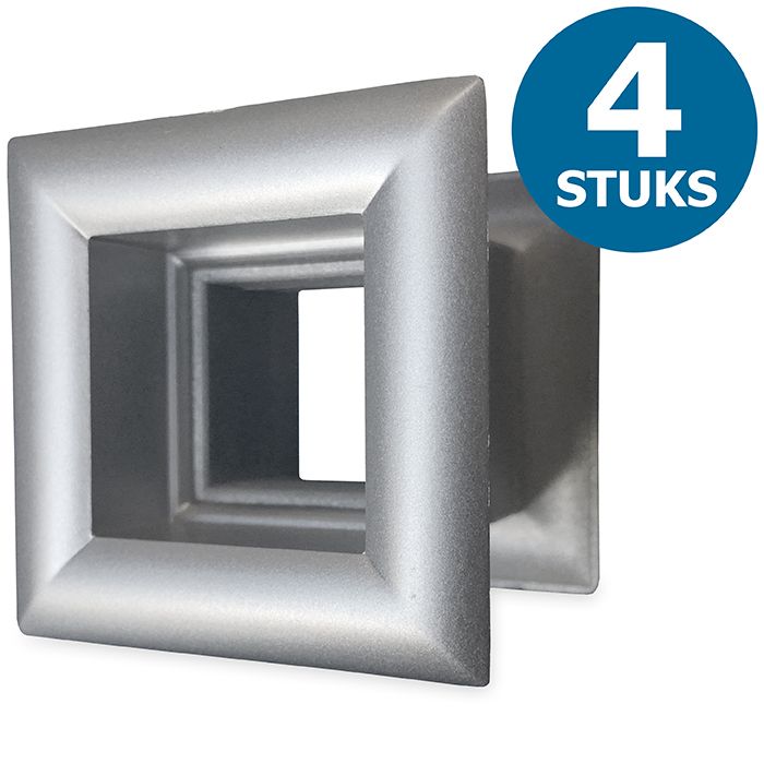 Vierkante deurroosters 29 x 29mm - kunststof metallic grijs - set van 4 stuks