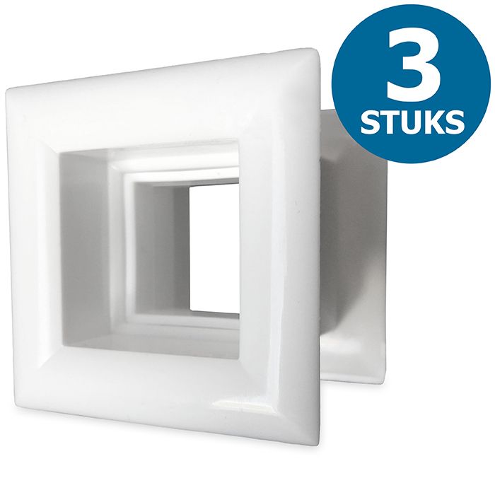 Vierkante deurroosters 29 x 29mm - kunststof wit - set van 3 stuks