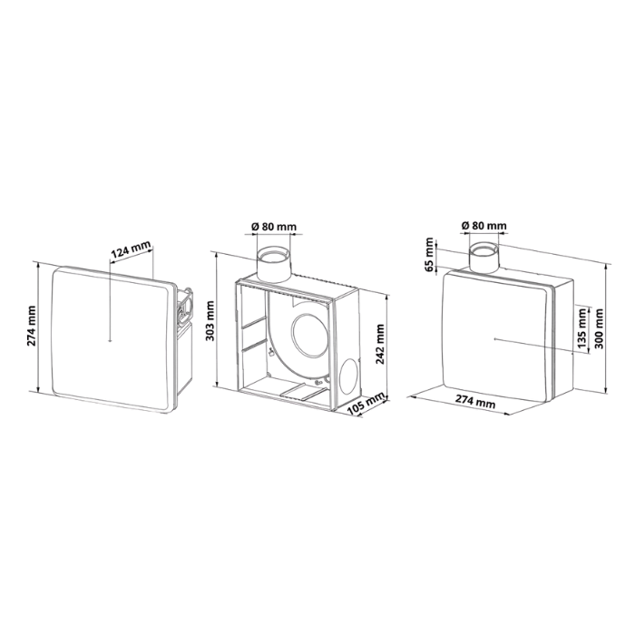 Blauberg badkamerventilator inbouw - Valeo-BP 35/60 - Ø 80mm