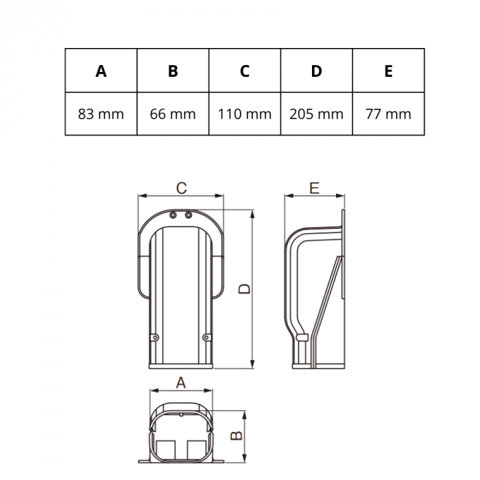 Airco muur afdekkap - WIT (SW-77-W)