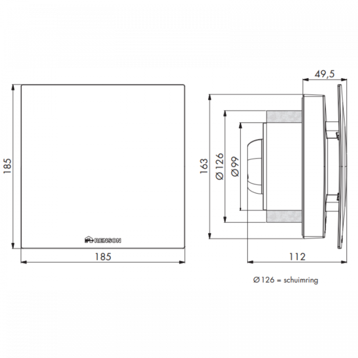 Renson Waves Badkamer/toilet ventilator - app gestuurd - geur, vocht en CO2 sensor - Ø 100/125mm Renson Waves Badkamer/toilet ventilator - app gestuurd - geur, vocht en CO2 sensor - Ø 100/125mm