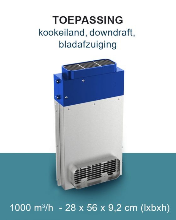 PuriVent DOMINO filter voor kookplaat met ingebouwde afzuiging - 1000 m3/h - 220 x 90mm