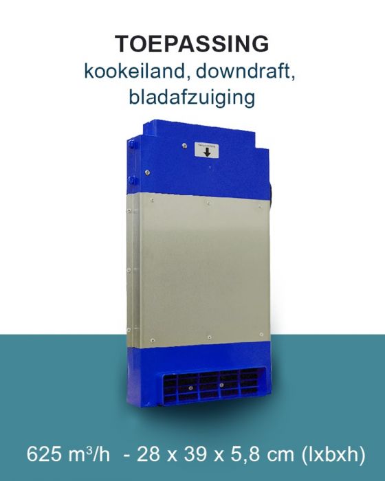 PuriVent DOMINO filter compact haaks voor kookplaat met ingebouwde afzuiging - 615 m3/h - 220 x 55mm