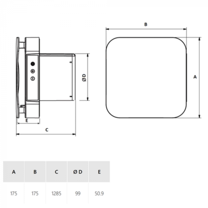 Badkamer/toilet ventilator Soler & Palau ECOAIR EVO HT - Ø 100mm - met nalooptimer & vochtsensor - 100 m3/h