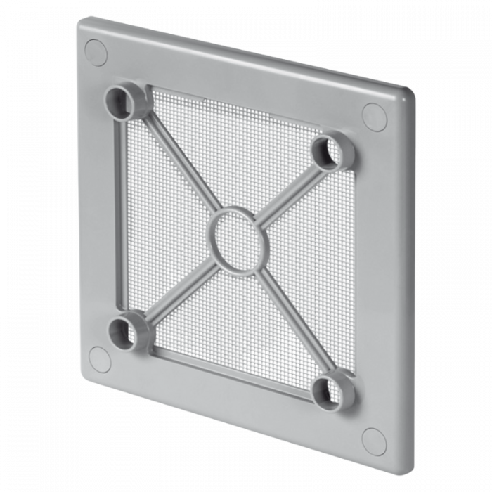 Design ventilatierooster vierkant (afvoer & toevoer) Ø125mm - vlak GLAS - mat grijs
