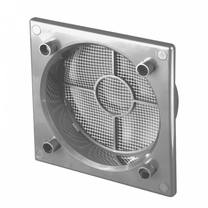 Design ventilatierooster vierkant (afvoer & toevoer) Ø125mm - vlak GLAS - mat grijs
