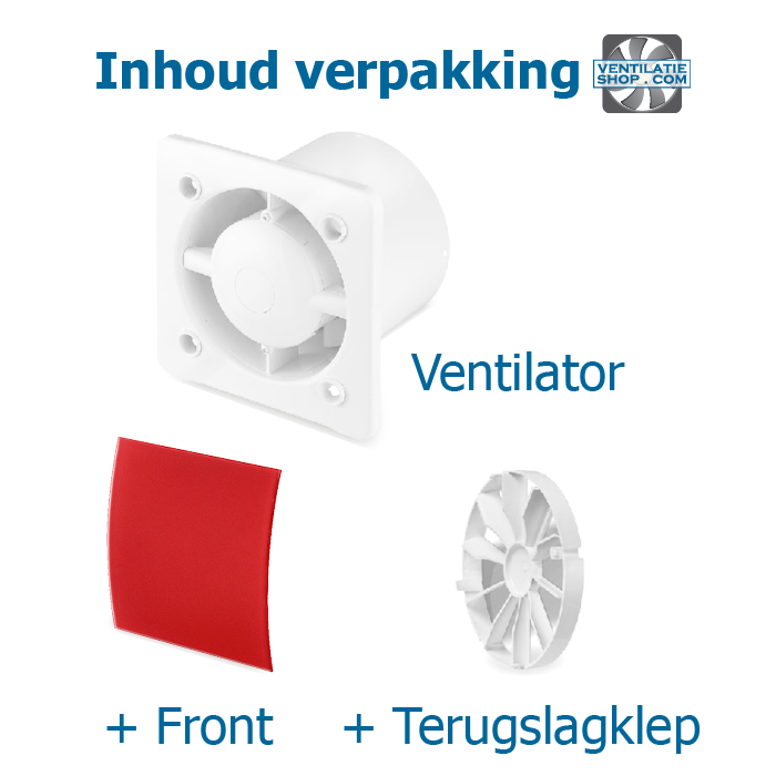 Pro-Design badkamer/toilet ventilator - MET TIMER (KW100T) - Ø100mm - gebogen GLAS - mat rood