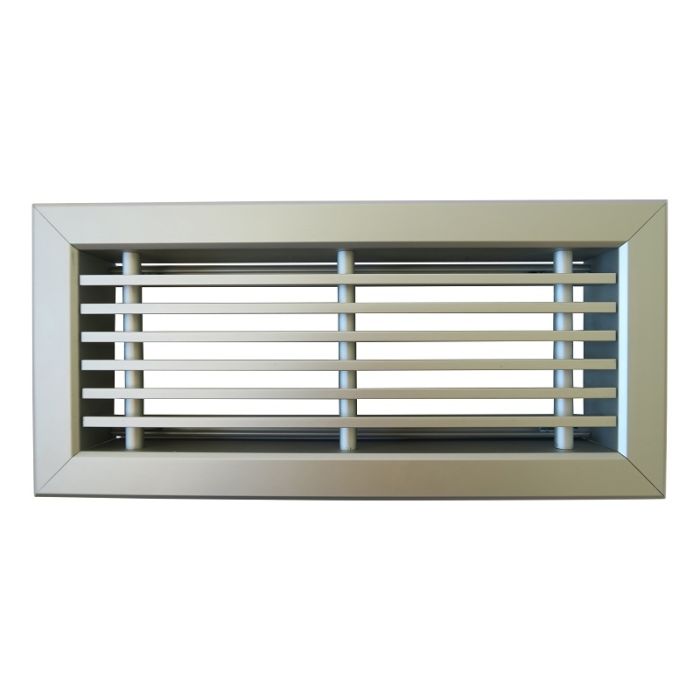 Vloerrooster DELUXE 250 x 100mm (past in Brink maat 254 x 102mm) met volumeregelklep - aluminium