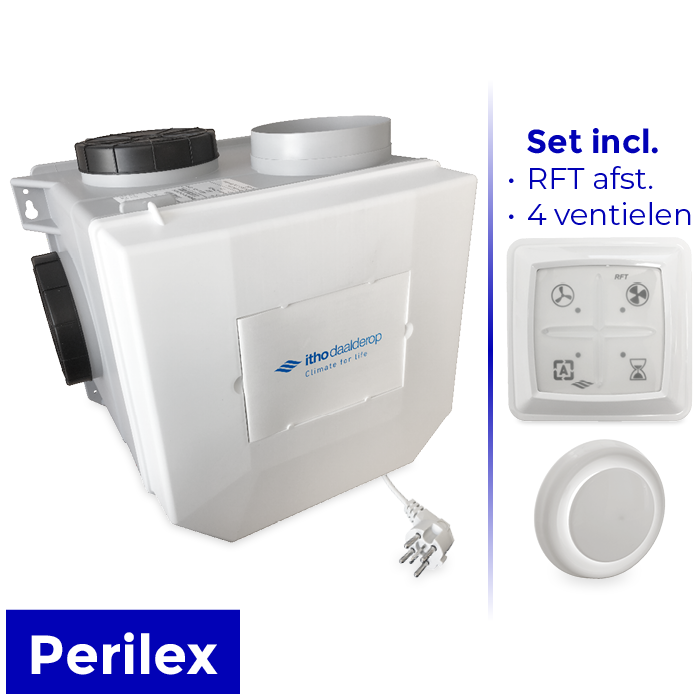 Itho woonhuisventilator met vochtsensor CVE-S ECO RFT SP - perilex - incl. RFT AUTO + 4 ventielen (Alles-in-1-pakket)