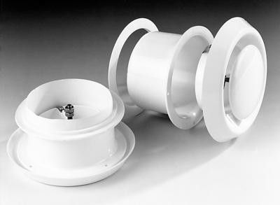  Kunststof luchtventiel (toevoer & retour) Ø125mm - wit - MET BUS & VEER