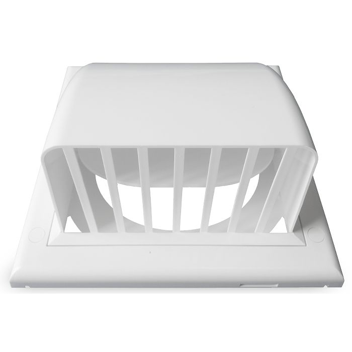 Kunststof gevelkap met klep - Wit - achteraansluiting Ø 150mm