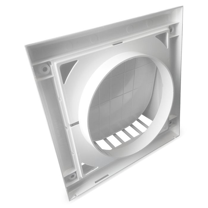 Kunststof gevelkap met klep - Wit - achteraansluiting Ø 150mm