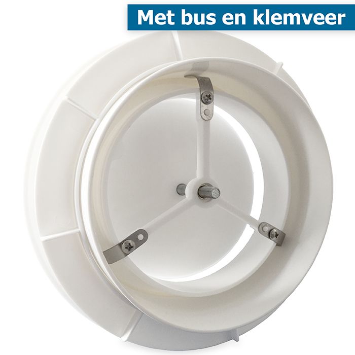  Kunststof luchtventiel (toevoer & retour) Ø100mm - wit - MET BUS & VEER