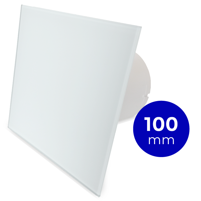 Pro-Design badkamer/toilet ventilator - STANDAARD (KW100) - Ø100mm - vlak GLAS - mat wit