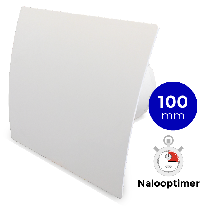 Pro-Design badkamer/toilet ventilator - MET TIMER (KW100T) - Ø100mm - kunststof - wit