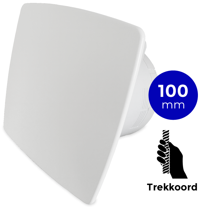 Pro-Design badkamer/toilet ventilator - TREKKOORD (KW100W) - Ø 100mm - WIT *Bold-Line*