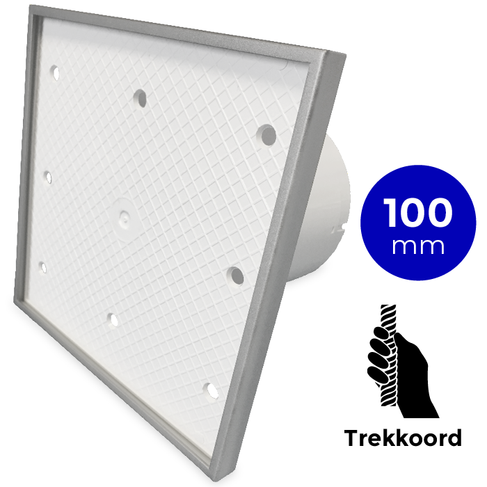 Pro-Design badkamer/toilet ventilator - TREKKOORD (KW100W) - Ø 100mm - Tegelfront