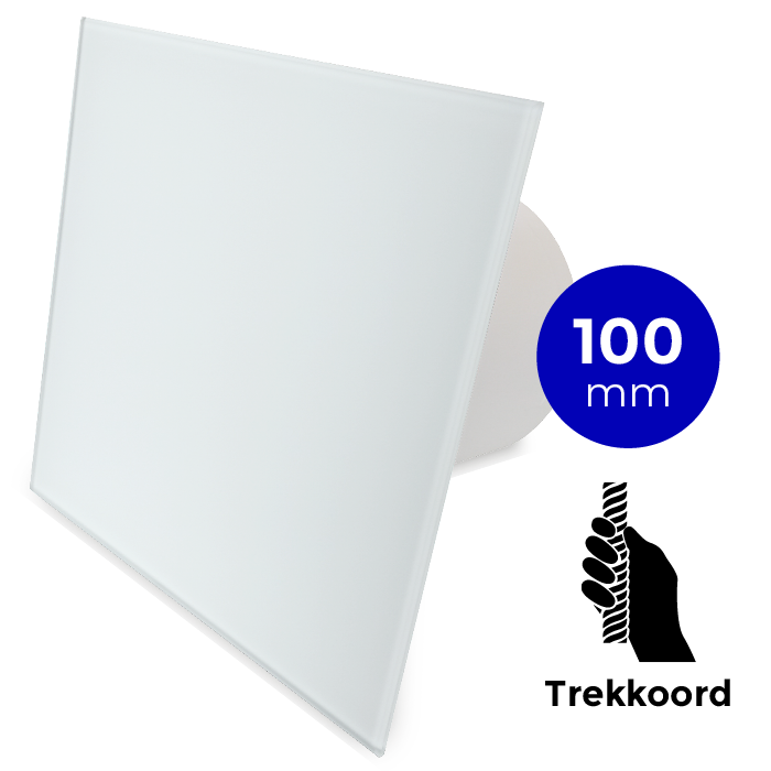 design ventilator silence met trekkoord 100mm mat wit vlak glas ventilatieshop com