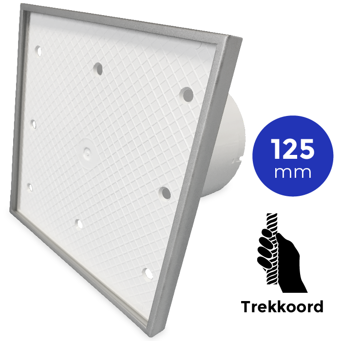 Pro-Design badkamer/toilet ventilator - TREKKOORD (KW125W) - Ø 125mm - Tegelfront