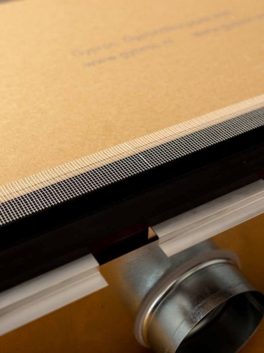 Instucbaar frameloos lijnrooster - 1200mm - geïsoleerde plenumbox 2x Ø125mm - TOEVOER & AFVOER